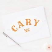 Sticker Ovale Cary, Caroline du Nord (Enveloppe)