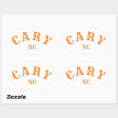 Sticker Ovale Cary, Caroline du Nord (Feuille)