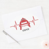 Sticker Ovale Casque de pompier Heartbeat personnalisé (Enveloppe)
