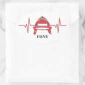 Sticker Ovale Casque de pompier Heartbeat personnalisé (Sac)