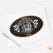 Sticker Ovale Casque de voiture de course Hell On Wheels (Enveloppe)