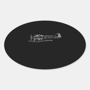 Sticker Ovale Castor sur flotteurs Pilote d'Avion de mer avant e