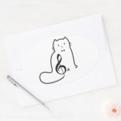 STICKER OVALE CAT ET MUSIQUE NOTE (Enveloppe)