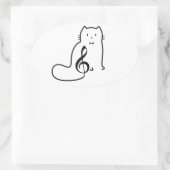 STICKER OVALE CAT ET MUSIQUE NOTE (Sac)