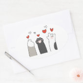 Sticker Ovale cat paws (Enveloppe)