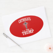 STICKER OVALE CATHOLIQUES POUR TRUMP (Enveloppe)