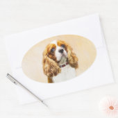 Sticker Ovale Cavalier King Charles Spaniel Peinture originale (Enveloppe)