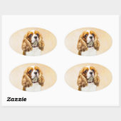 Sticker Ovale Cavalier King Charles Spaniel Peinture originale (Feuille)