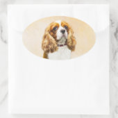 Sticker Ovale Cavalier King Charles Spaniel Peinture originale (Sac)