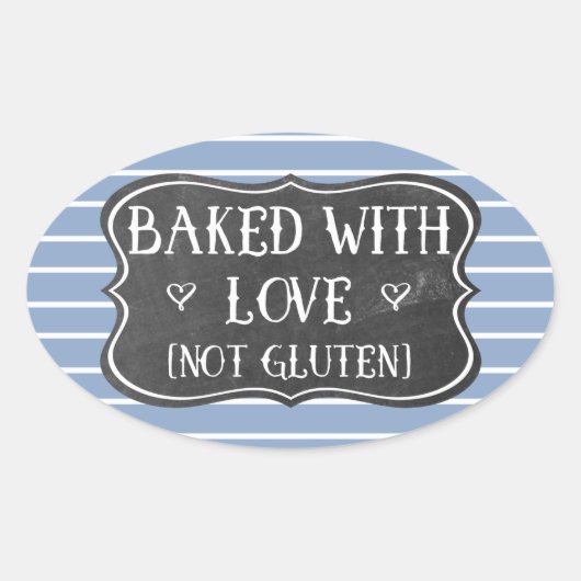 Sticker Ovale Celiac Cuit Avec Amour Pas Gluten Chalkboard (Devant)