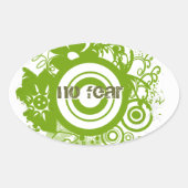 Sticker Ovale Cercle de fleurs avec Kanji pour Courage (Devant)