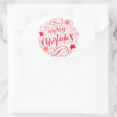 Sticker Ovale Cercle de Noël Joyeux (Sac)