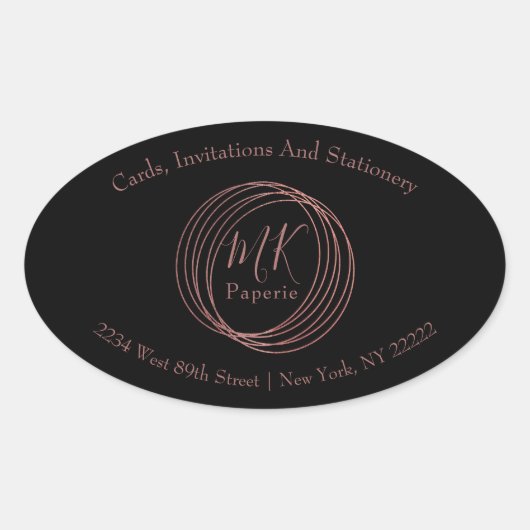 Sticker Ovale Cercles dorés roses abstraits simples et élégants (Devant)