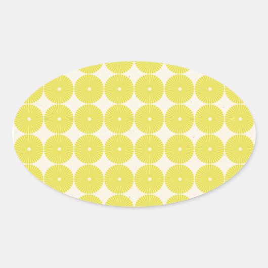 Sticker Ovale Cercles Jaunes Plutôt Citrus Été Disques Texturés (Devant)