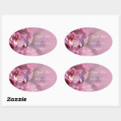 Sticker Ovale cerisier rose fleurs mariage de printemps (Feuille)