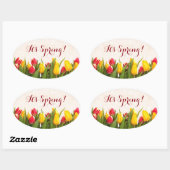 Sticker Ovale C'est des tulipes peintes au printemps (Feuille)