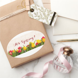 Sticker Ovale C'est des tulipes peintes au printemps