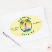 Sticker Ovale C'est l'heure de surfer (Enveloppe)