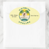Sticker Ovale C'est l'heure de surfer (Sac)