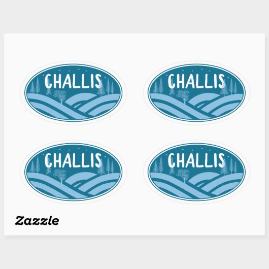 Sticker Ovale Challis Idaho Outdoors (Feuille)