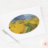 Sticker Ovale Champ de blé avec corbeaux (Enveloppe)