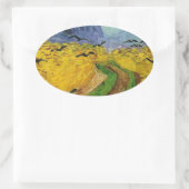 Sticker Ovale Champ de blé avec corbeaux (Sac)