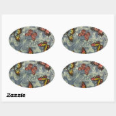 Sticker Ovale Champ de papillons (Feuille)