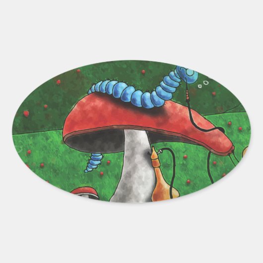 Sticker Ovale Champignons magiques (Devant)