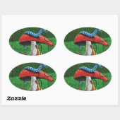 Sticker Ovale Champignons magiques (Feuille)