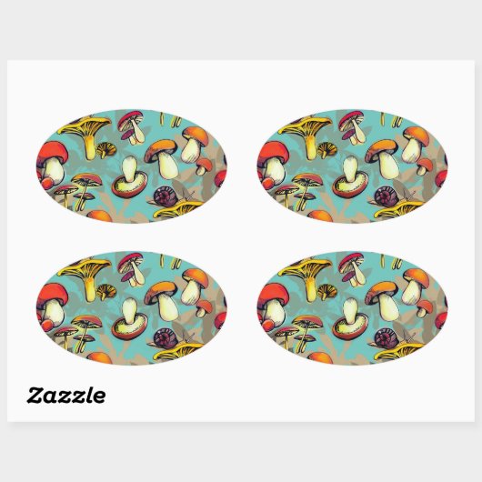 Sticker Ovale Champignons sauvages (Feuille)