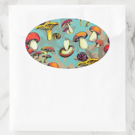 Sticker Ovale Champignons sauvages (Sac)