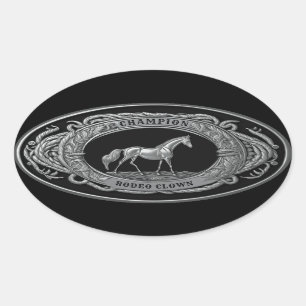 Sticker Ovale Champion Rodeo Clown Sports Événement Western Buck