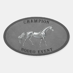 Sticker Ovale Champion Rodeo Événements Country Western Buckle