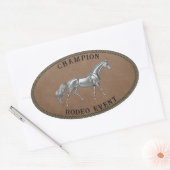 Sticker Ovale Champion Rodeo Event Pays Occidental Personnaliser (Enveloppe)