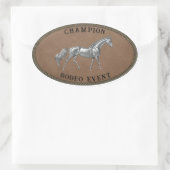 Sticker Ovale Champion Rodeo Event Pays Occidental Personnaliser (Sac)