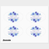 Sticker Ovale Changement de date anemone bleu mariage reporté (Feuille)