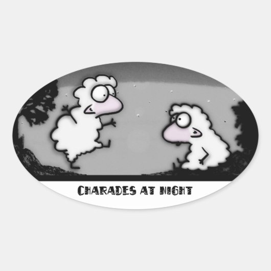 Sticker Ovale Charades la nuit (Devant)