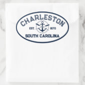 Sticker Ovale Charleston Caroline du Sud Marine Crossed Oars Anc (Sac)