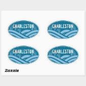 Sticker Ovale Charleston West Virginia Outdoors (Feuille)