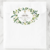 Sticker Ovale Charmante couronne de fleurs blanches et la sainte (Sac)