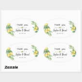 Sticker Ovale Charme Aquarelle Citron Mariage tropical (Feuille)