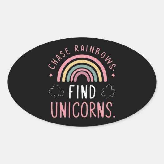 Sticker Ovale Chase Rainbows Trouver des licornes (Devant)