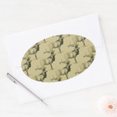 Sticker Ovale Chasseurs d'élans de taureau Faune Grosse chasse d (Enveloppe)