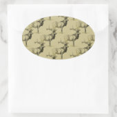 Sticker Ovale Chasseurs d'élans de taureau Faune Grosse chasse d (Sac)