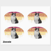 Sticker Ovale Chat (Feuille)