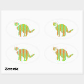 Sticker Ovale Chat à motifs (Feuille)