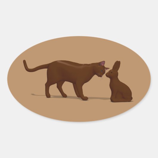 Sticker Ovale Chat au Chocolat (Devant)