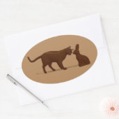 Sticker Ovale Chat au Chocolat (Enveloppe)