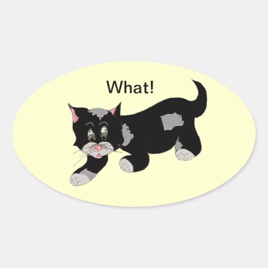 Sticker Ovale Chat Cool avec Citation (Devant)