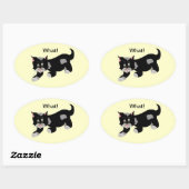 Sticker Ovale Chat Cool avec Citation (Feuille)